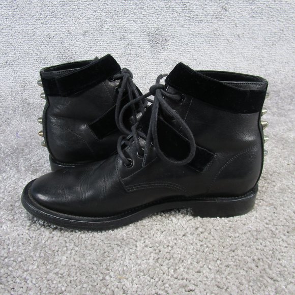 Saint Laurent Booties Womens Size 38.5 Eu 8 Us Western Ankle Black Leather Studd - Picture 6 of 13